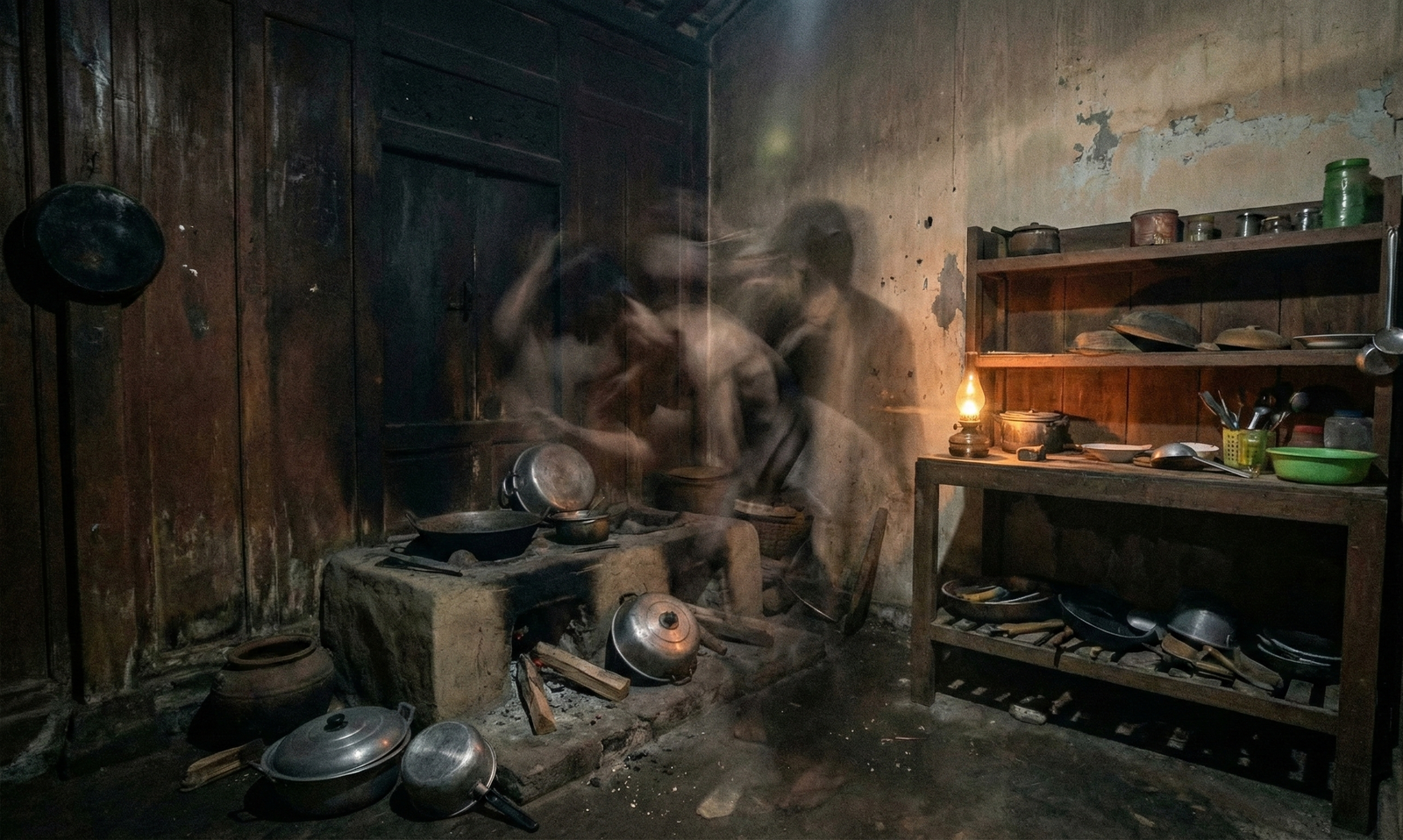 Penampakan sosok tak kasat mata di sudut dapur saat puncak gangguan jin di rumah tua Trenggalek